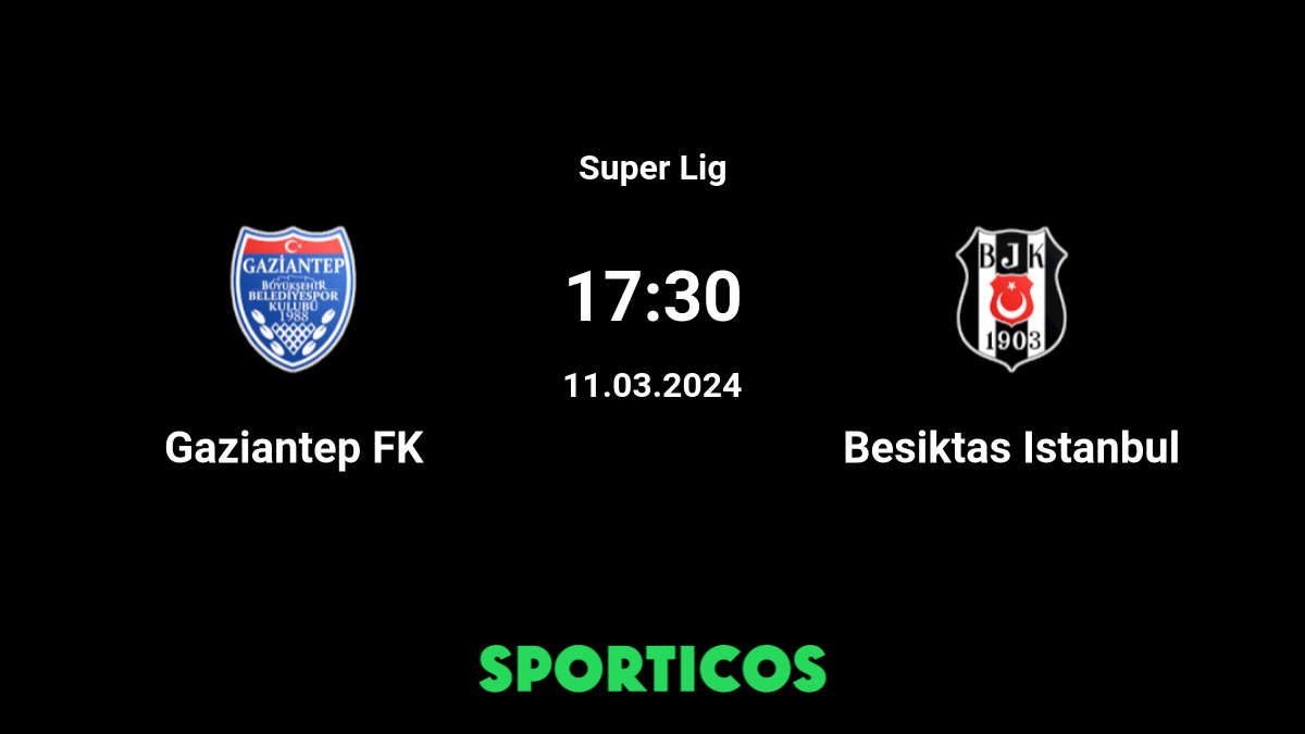 Beşiktaş - Gaziantep FK placar ao vivo, H2H e escalações