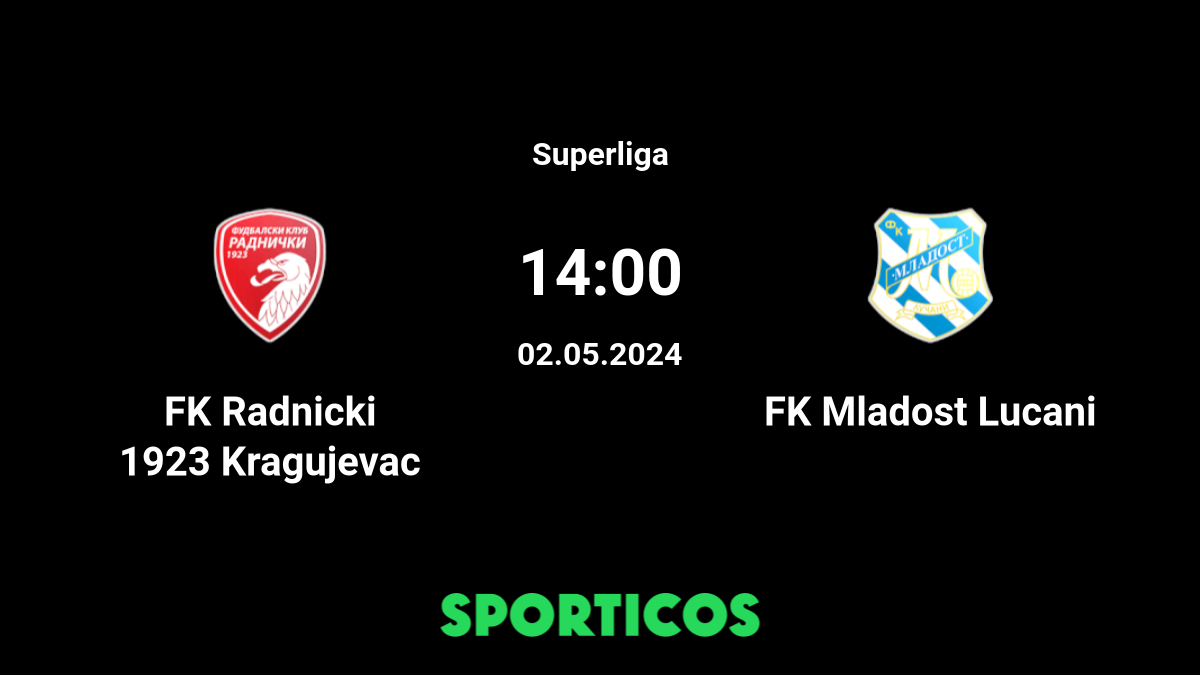 FK Radnicki 1923 vs Mladost Lucani - live score, predicted lineups and H2H  stats.