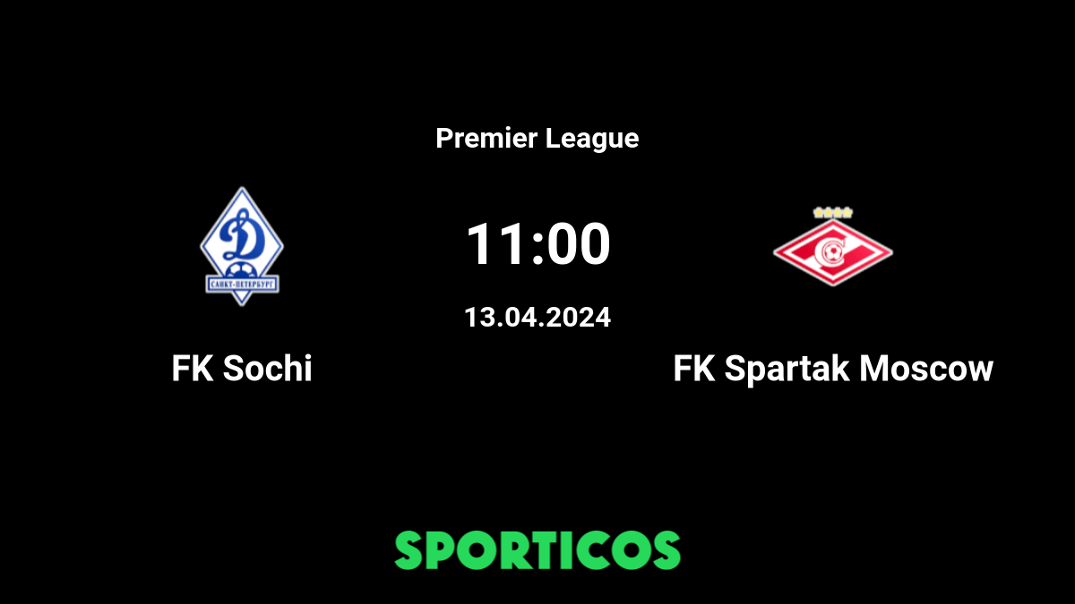 Spartak Moscow - FC Sochi placar ao vivo, H2H e escalações